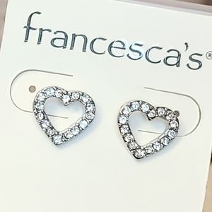 Francesca's Crystal Sparkle Heart Earrings